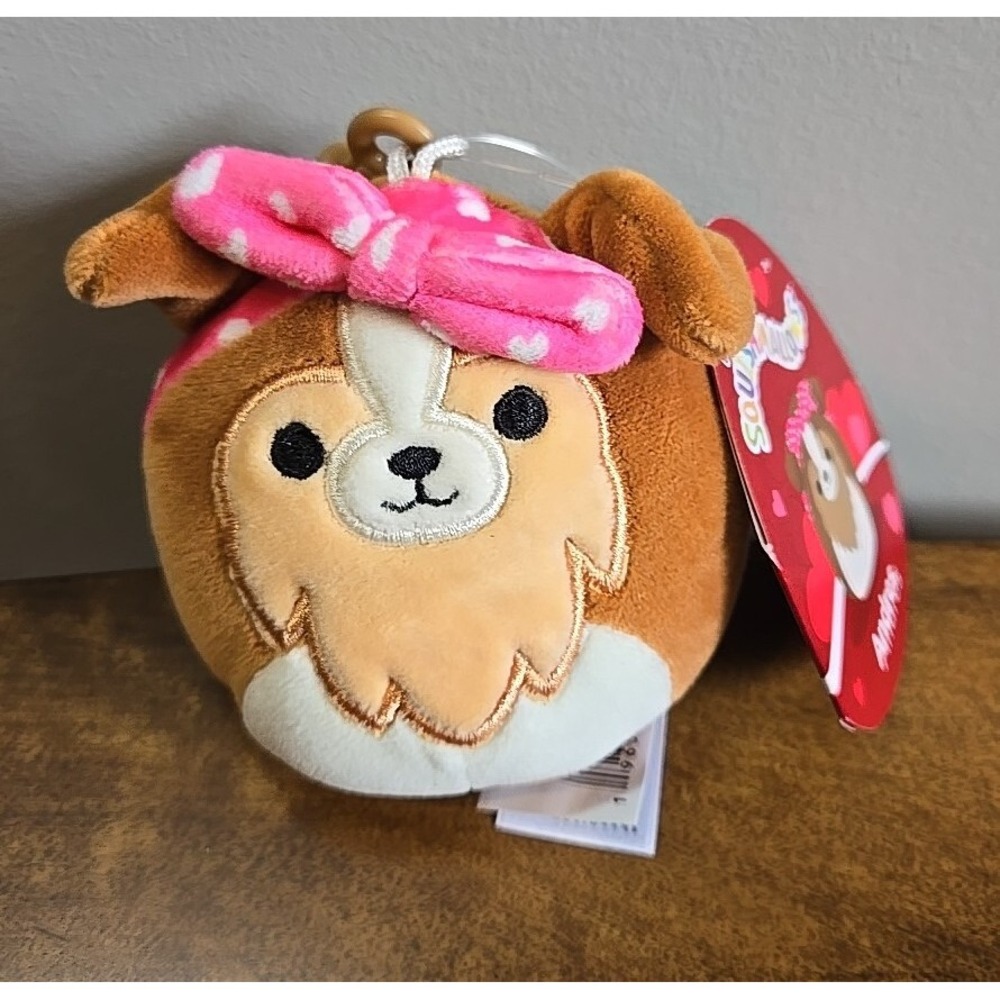 Squishmallow Andres Sheltie 3.5" Clip Keychain Stuffed Plush Toy Animal NEW